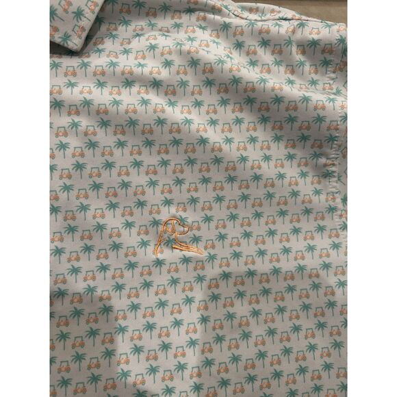 Rhoback The Koopa Palm Tree Golf Cart Mens Medium Polo Shirt White - Picture 2 of 7